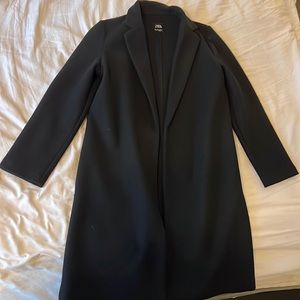 Classic black wool blend coat. Size (S). High collar.